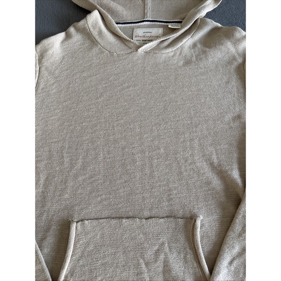 Waterproof Vintage Men's Hoodie Sweater Knitted Tan Front Pocket Cotton - L - Picture 3 of 7